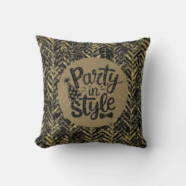 New Year Celebrate,Party in Style,Black Gold  Art Kudde