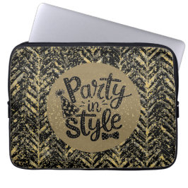 New Year Celebrate,Party in Style,Black Gold  Art Laptop Fodral