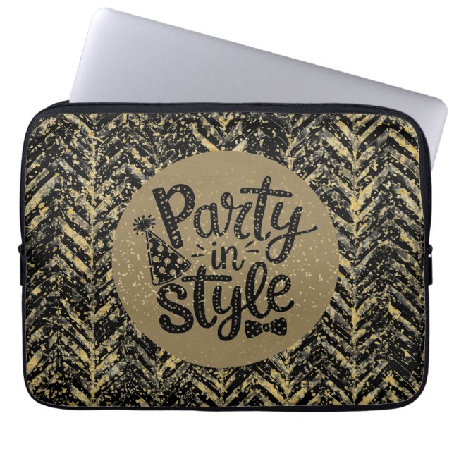 New Year Celebrate,Party in Style,Black Gold  Art Laptop Fodral (Framsidan)