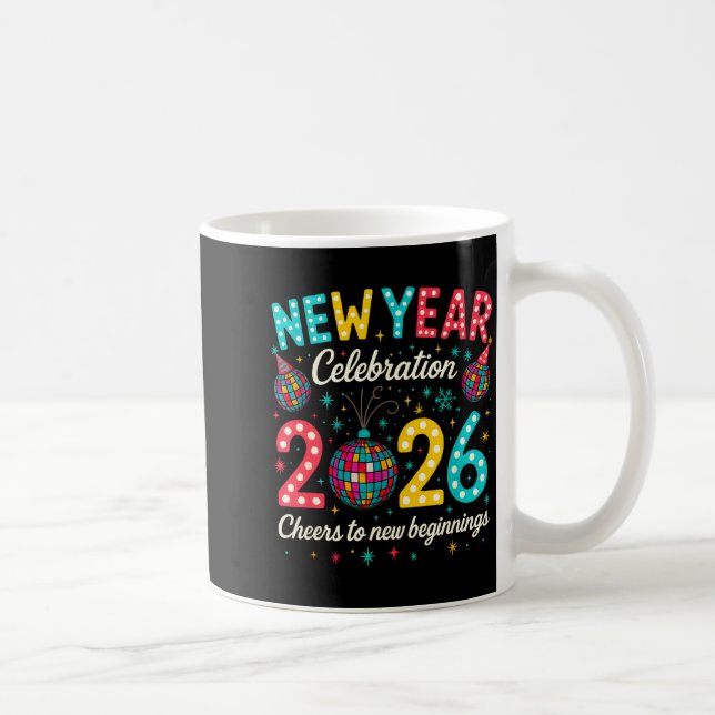 New Year Celebration 2026 Disco Ball Matching Wint Kaffemugg (Höger)