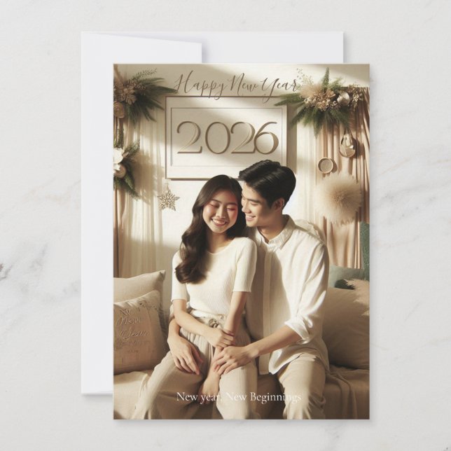 New Year Celebration Card | Couple Card Julkort (Framsida)