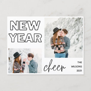new year cheer elegant multi photo helg vykort