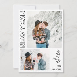 new year cheer elegant multi photo julkort