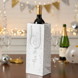 New Year Cheer, Silver Glitter Snöflingor på vitt