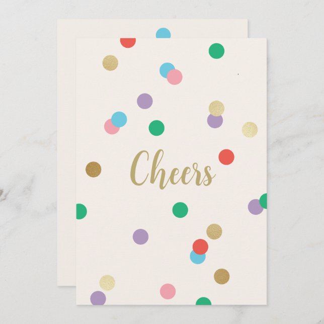 New Year Confetti Cream Greeting Card Inbjudningar (Fram/baksida)