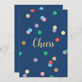 New Year Confetti Midnight Blue Greeting Card Inbjudningar