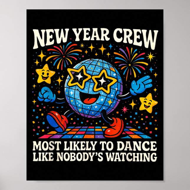 New Year Crew Most Likely To Dance Retro Party  Poster (Framsidan)