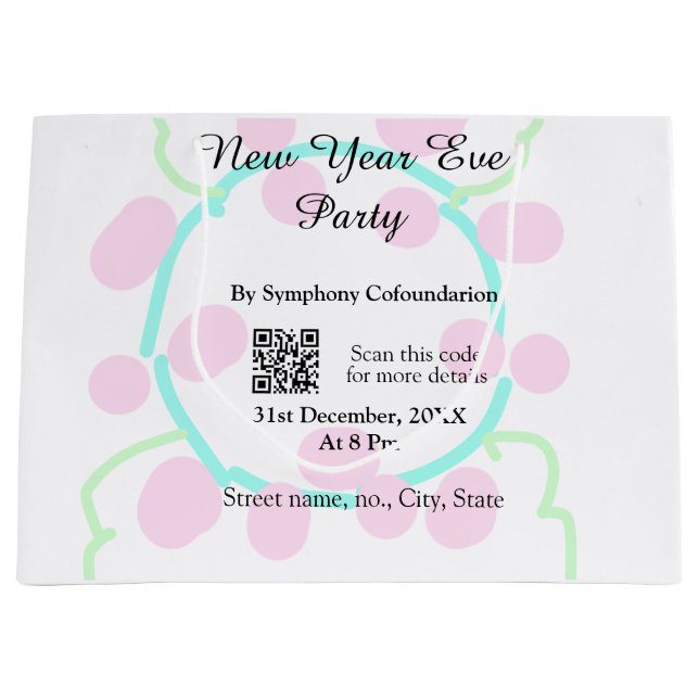New year eve party scan QR RSVP name pink blue  (Framsidan)