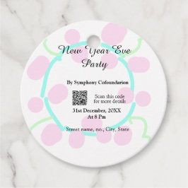 New year eve party scan QR RSVP name pink blue  Gåvor Etiketter