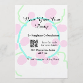 New year eve party scan QR RSVP name pink blue  Inbjudningar