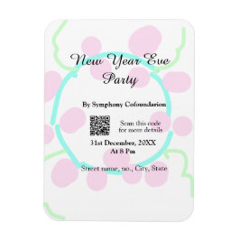 New year eve party scan QR RSVP name pink blue  Magnet