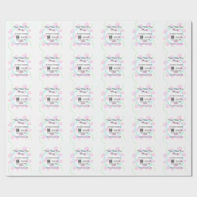 New year eve party scan QR RSVP name pink blue  Presentpapper (Platt)