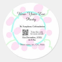 New year eve party scan QR RSVP name pink blue  Runt Klistermärke