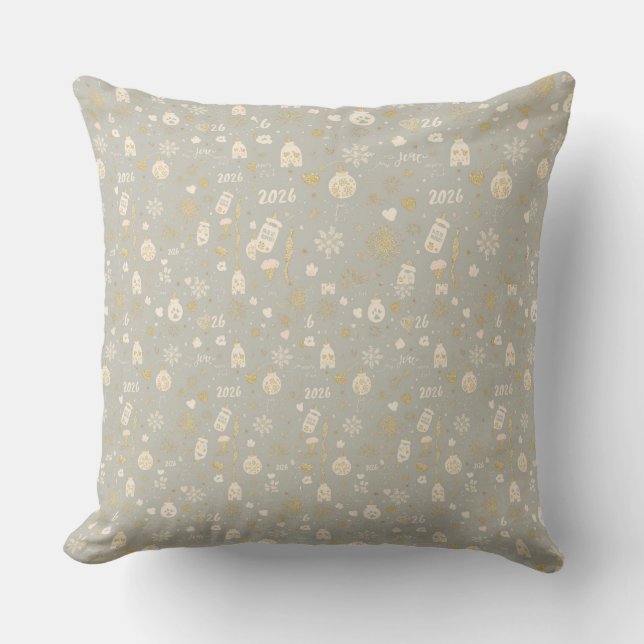 New Year Family Keepsake Pillow – Gold Hearts Kudde (Framsida)