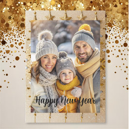 New year Family Photo elegant  typography modern  Julkort