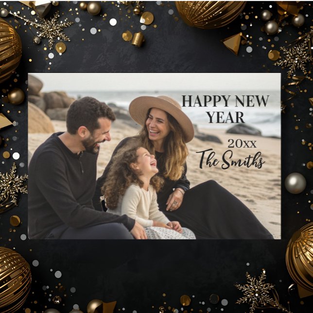 New year Family Photo elegant  typography modern  Julkort (Skapare uppladdad)