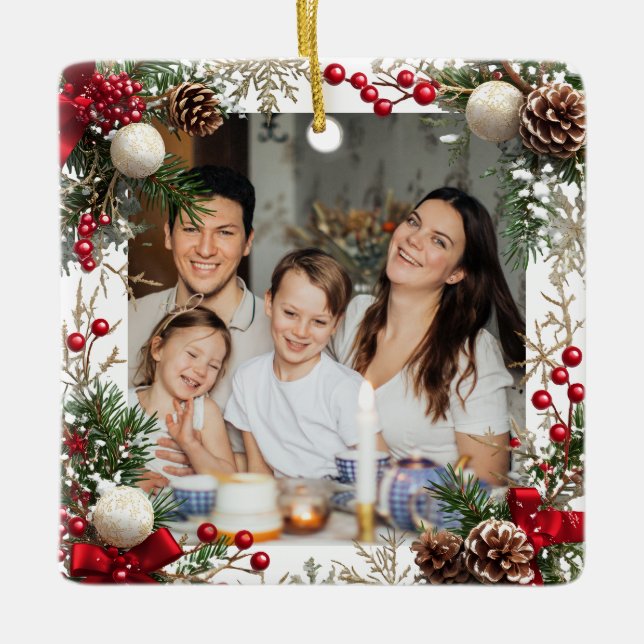 NEW YEAR  Frame with custom Photo Family 2026 Julgransprydnad Keramik (Framsida)
