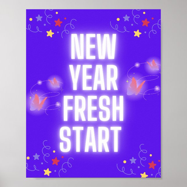 : New Year, Fresh Start – Inspirational wall art  Poster (Framsidan)