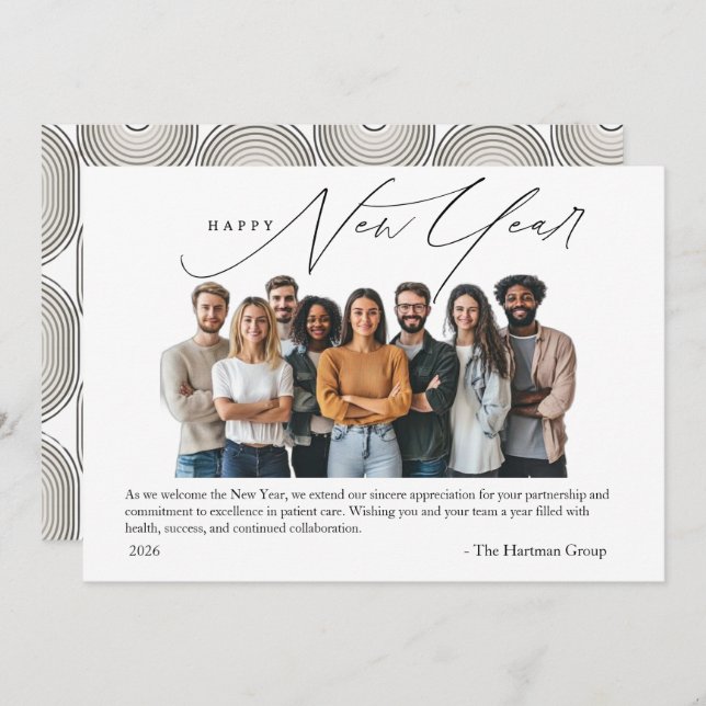 New Year Greetings Photo with Art Deco Greeting Inbjudningar (Fram/baksida)