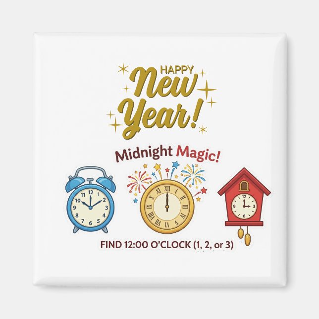New Year Midnight Magic Time Telling Game Magnet (Framsidan)