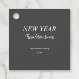 New Year New Adventures | Charcoal Gray Gift Tags Gåvor Etiketter