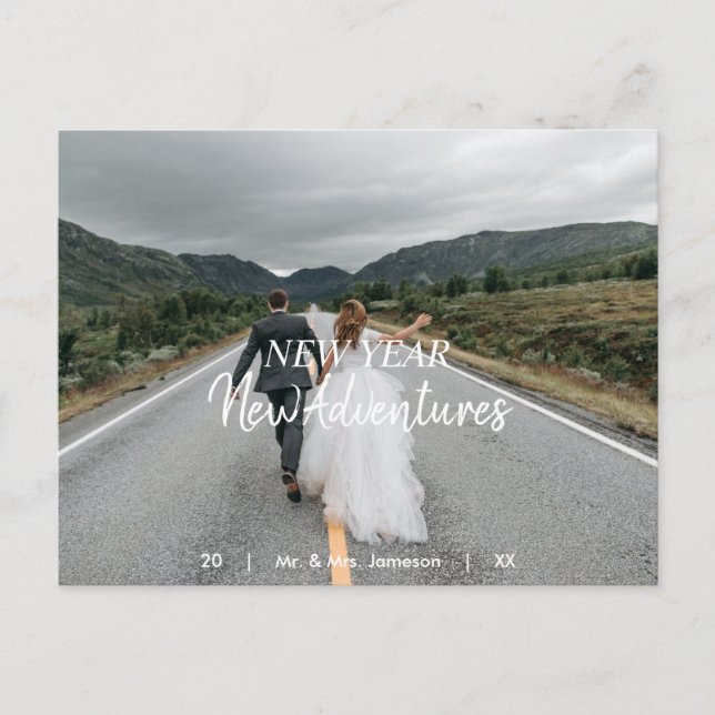 New Year New Adventures | Newlywed Photo Holiday Vykort (Framsida)