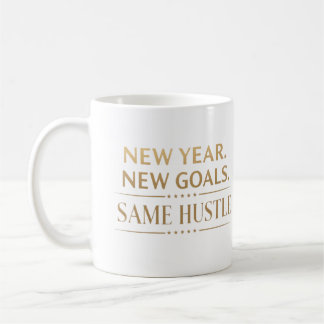 New Year New Goals Same Hustle Motivational Kaffemugg