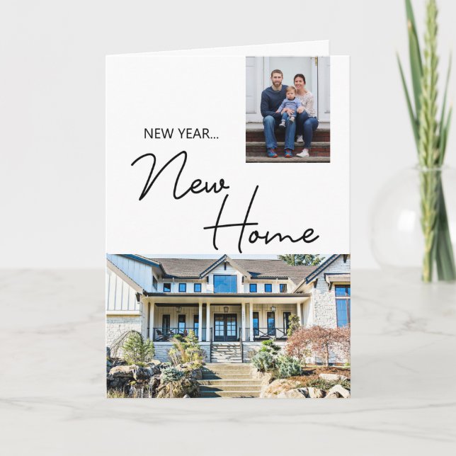 New Year New Home Family Custom Photo and House Kort (Framsida)