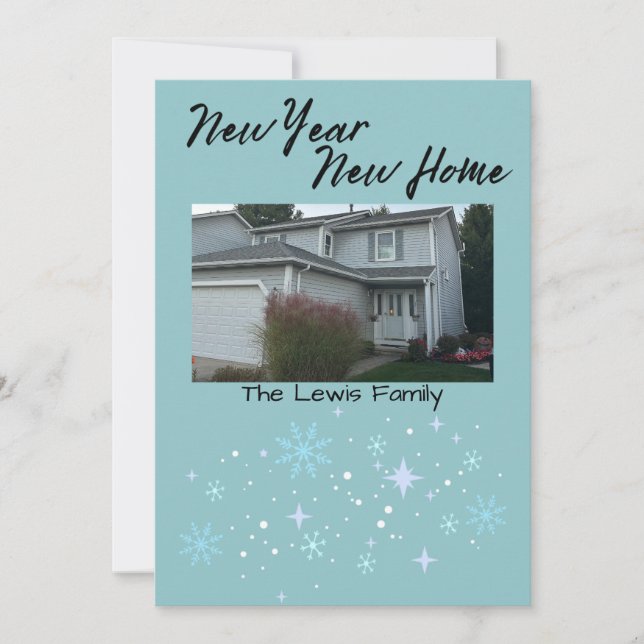 New Year New Home Snowflake Christmas Card Julkort (Framsida)