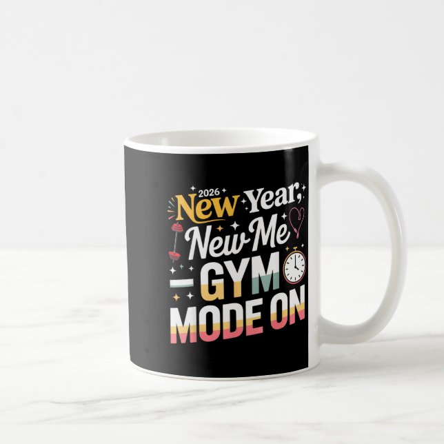 New Year New Me 2026 Funny Fitness Workout Gym Mod Kaffemugg (Höger)
