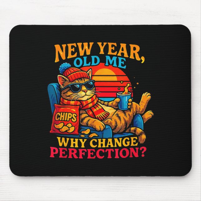 New Year Old Me Funny Cat Retro Lazy Meme Gift  Musmatta (Framsidan)