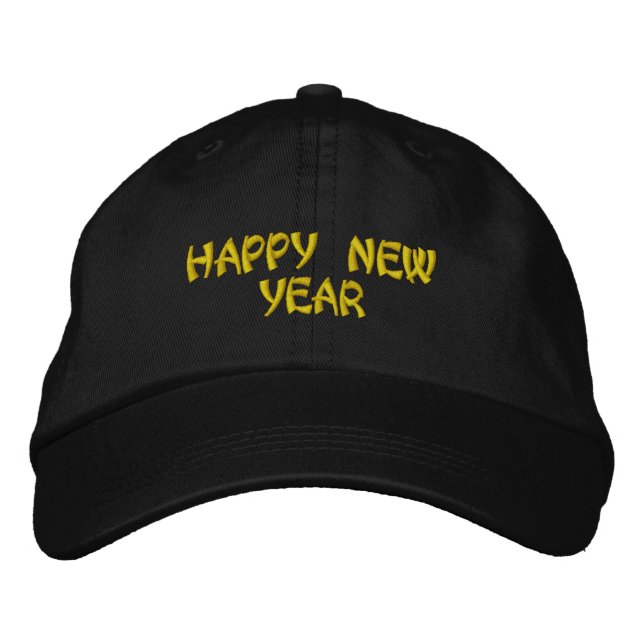 New Year Önskemål tryckt Black Färg-Hat Handsome Broderad Keps (Framsida)