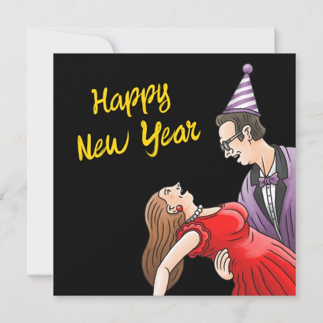 New Year Party Dancing Julkort (Framsida)