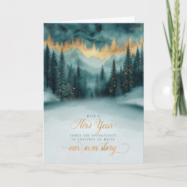New Year Pine Forest Write Our Own Story Helgkort (Framsida)