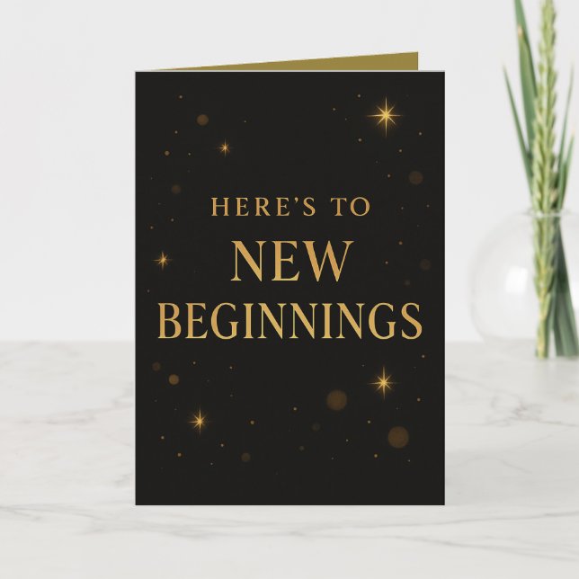 New Year Reflection Card – Black and Gold Design Kort (Framsida)