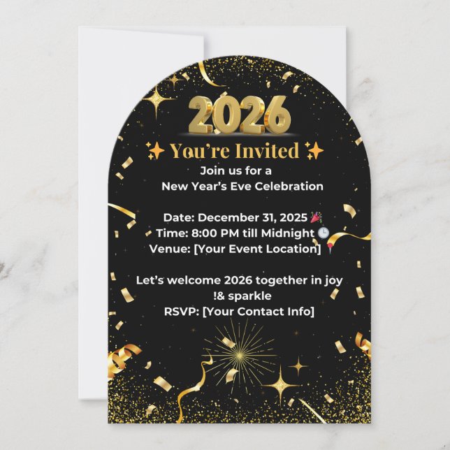  New Year’s Eve Celebration Invitation Inbjudningar (Framsida)