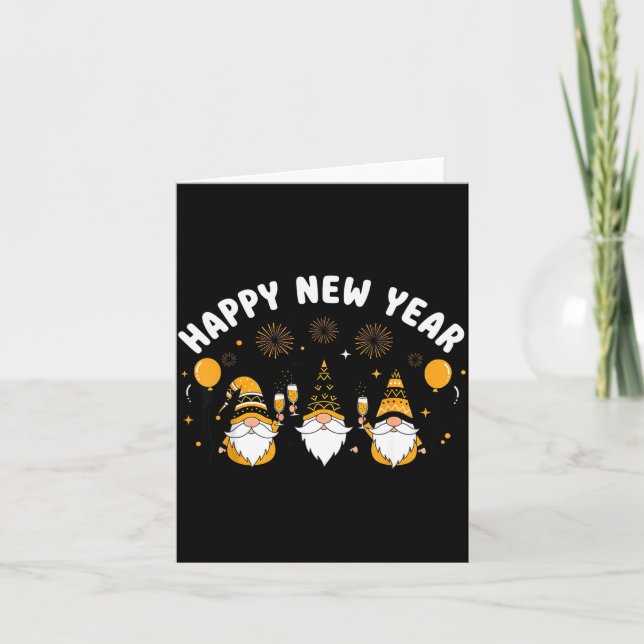New Year’s Eve Party Happy New Year Gnome Confetti Kort (Framsida)