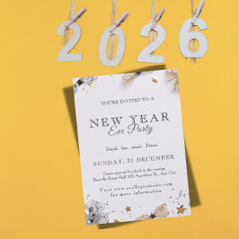 New Year’s Eve Party Invitation | Festive Gold Inbjudningar