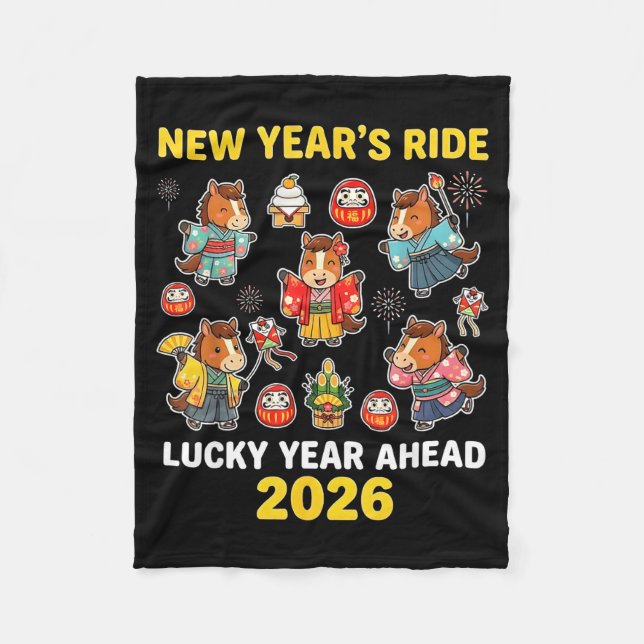New Year’s Ride 2026 Cute Zodiac Celebration Graph Fleecefilt (Framsidan)