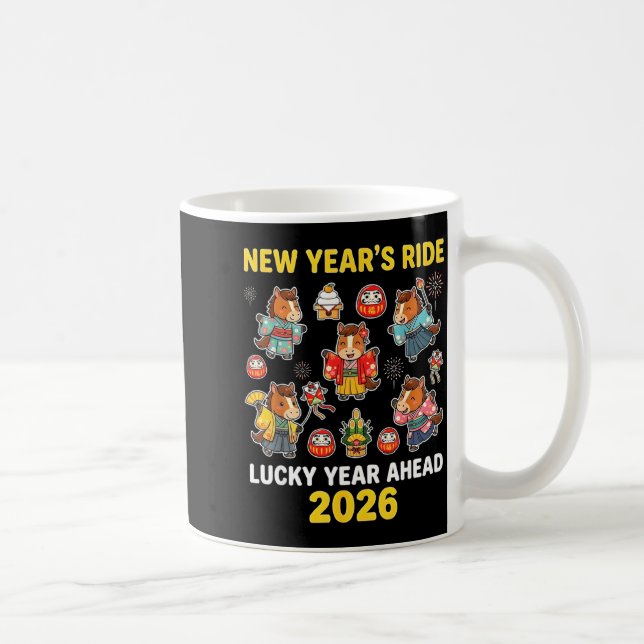 New Year’s Ride 2026 Cute Zodiac Celebration Graph Kaffemugg (Höger)