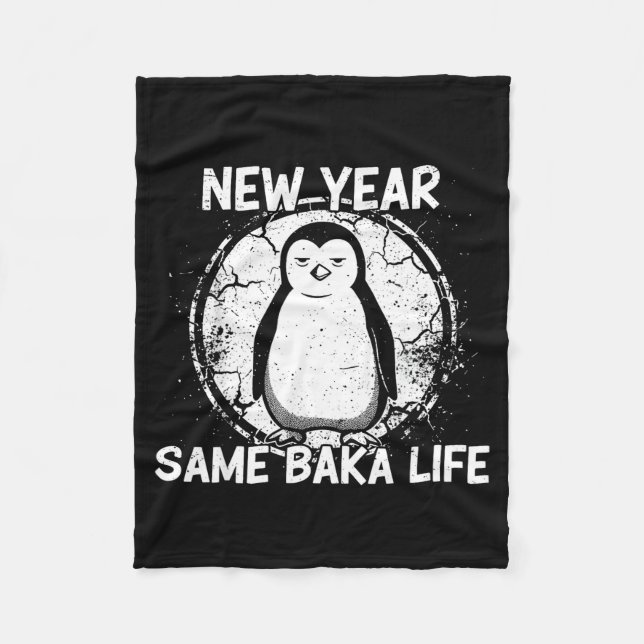 New Year Same Baka Life Baka Penguin  Fleecefilt (Framsidan)