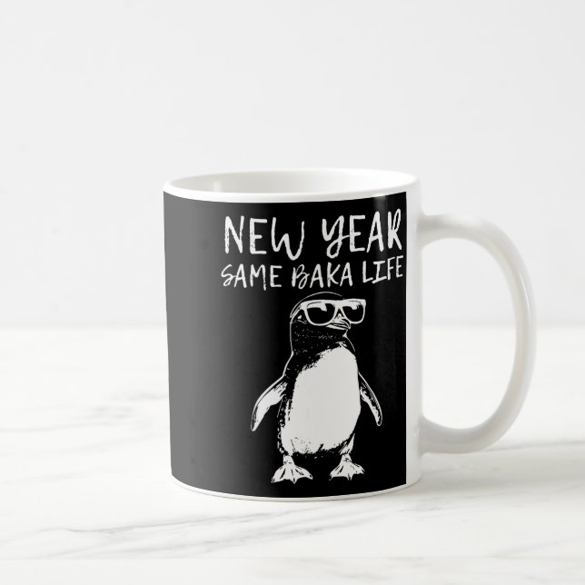 New Year Same Baka Life Funny Penguin Joke  Kaffemugg (Höger)