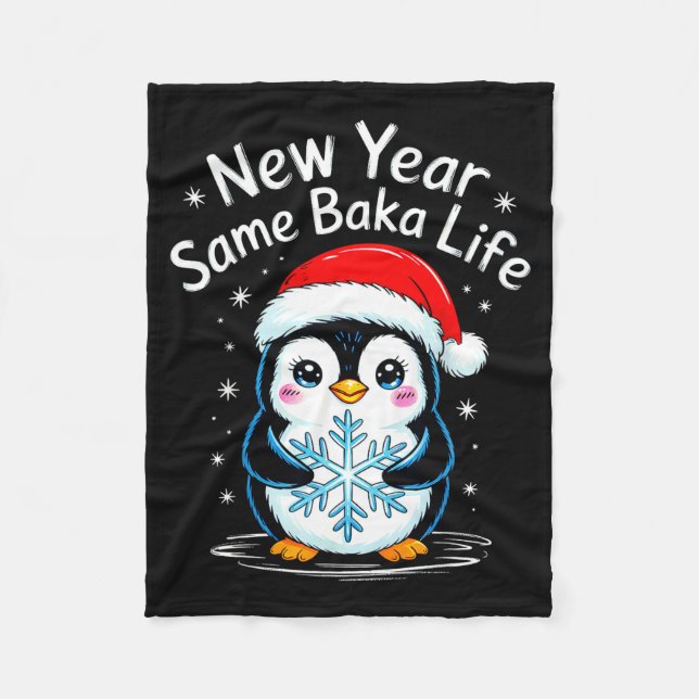 New Year Same Baka Life Penguin Joke  Fleecefilt (Framsidan)