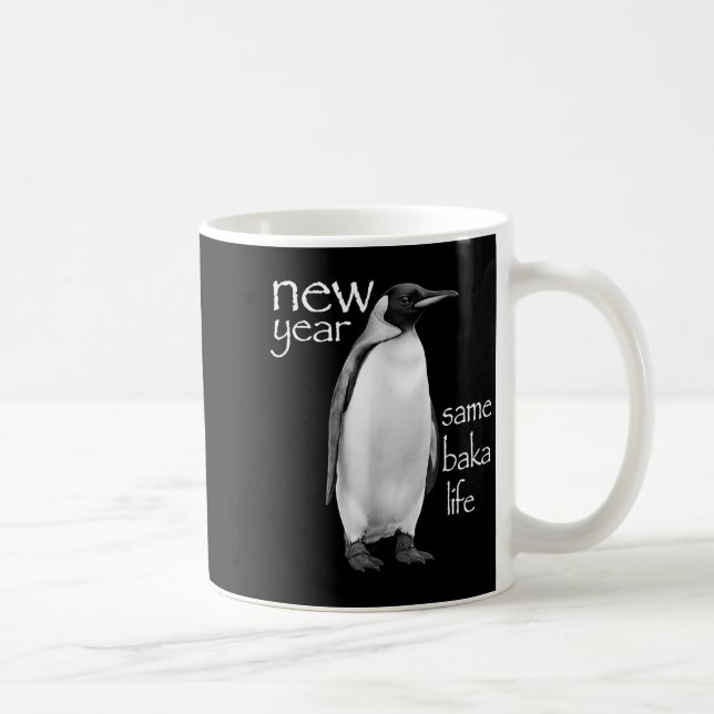 New Year Same Baka Life Penguin Joke Funny  Kaffemugg (Höger)