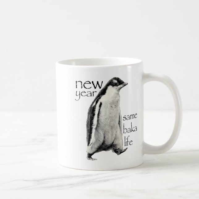 New Year Same Baka-life Penguin Joke Funny New Yea Kaffemugg (Höger)