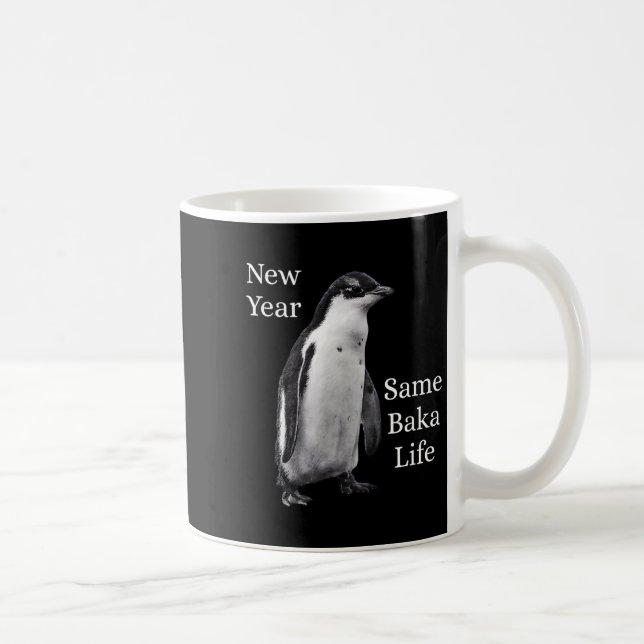 New Year Same Baka Life Penguin Joke  Kaffemugg (Höger)
