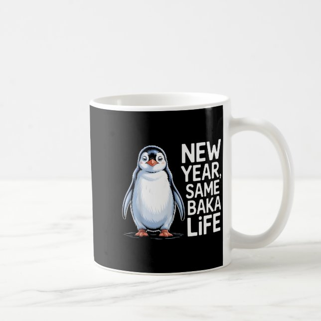 New Year Same Baka Life Penguin Joke  Kaffemugg (Höger)