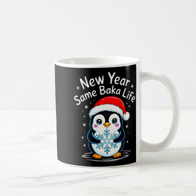 New Year Same Baka Life Penguin Joke  Kaffemugg (Höger)