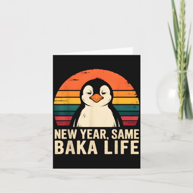 New Year Same Baka Life Penguin Joke  Kort (Framsida)