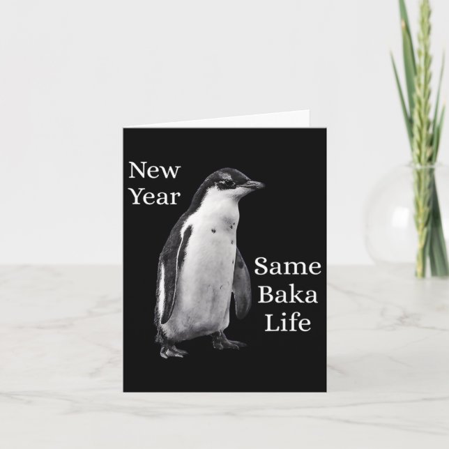 New Year Same Baka Life Penguin Joke  Kort (Framsida)